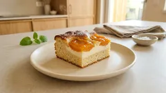 Kynutý koláč s meruňkami a tvarohem na plech – vláčný díky lžíci majonézy