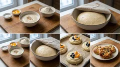 Nadýchané kynuté koláče s tvarohem a ovocem: borůvky i meruňky na jednom plechu