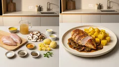 Grilovaná kuřecí prsa s houbami: šťavnatá díky krátkému dušení v troubě