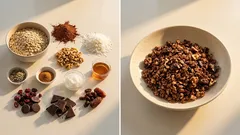 Domácí čokoládová granola s ořechy: křupavé shluky díky jednomu kroku