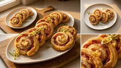 Křupaví slaninoví šneci z listového těsta se smetanovým sýrem a čedarem