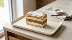 Ořechové řezy z listového těsta s vanilkovým krémem – křehké a krásně drží tvar