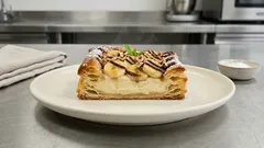 Rychlý banánový koláč z listového těsta s vanilkovým krémem a čokoládou