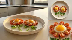 Snídaňové květiny z vajec a cherry rajčat: efektní snídaně z pár surovin
