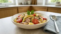 Letní těstovinový salát s tuňákem a fazolemi – svěží oběd hotový za chvilku