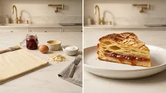 Křupavý koláč z listového těsta s džemem a mandlemi – hotový za 20 minut