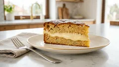 Jablečný koláč s vanilkovým krémem: vláčný, jednoduchý a krásně drží tvar