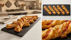 Křupavé sýrové tyčinky z listového těsta s prosciuttem – hotové za chvíli