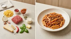 Krémové penne s mletým hovězím a rajčatovo-smetanovou omáčkou krok za krokem