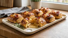 Sýrovo-salámové žemličky z listového těsta: křupavé na povrchu, vláčné uvnitř