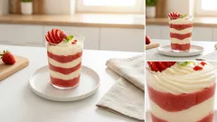 Tuhý jahodový pohár do skleničky: stabilní krém bez želatiny, hotový raz dva