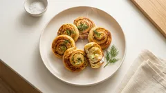 Smažené sýrové placičky s koprem: křupavé šneky z kynutého těsta