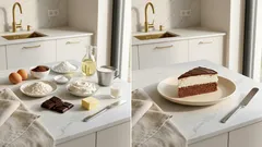 Pribináček řezy na plech: jemný tvarohový krém a tenká čokoládová poleva