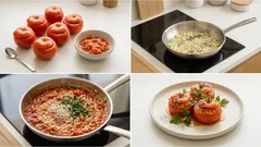 Plněná zapečená rajčata s rýží a bylinkami: lehká večeře z pár surovin