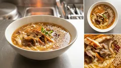 Ostrokyselá polévka s kuřetem a lesními houbami – hotová z jednoho hrnce