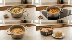 Nepečený jablečný dort z piškotů: rychlý dezert do lednice bez trouby