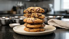 Domácí cookies s kousky čokolády – vláčné uvnitř, křupavé na okrajích