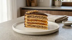 Vrstvený meruňkový koláč s ořechy a čokoládou – sváteční zákusek ke kávě
