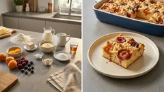 Vláčný kynutý koláč s ovocem a drobenkou: jemné těsto díky jedné surovině