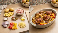 Gyros brambory z jednoho plechu: kuře, paprika a sýr – večeře bez velké práce