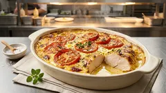 Zapečená kuřecí prsa se smetanou a rajčaty: šťavnaté kuře z jednoho pekáčku