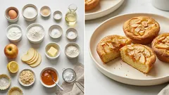 Jablečné košíčky s jogurtem: vláčné těsto, mandle a meruňkový džem navrch